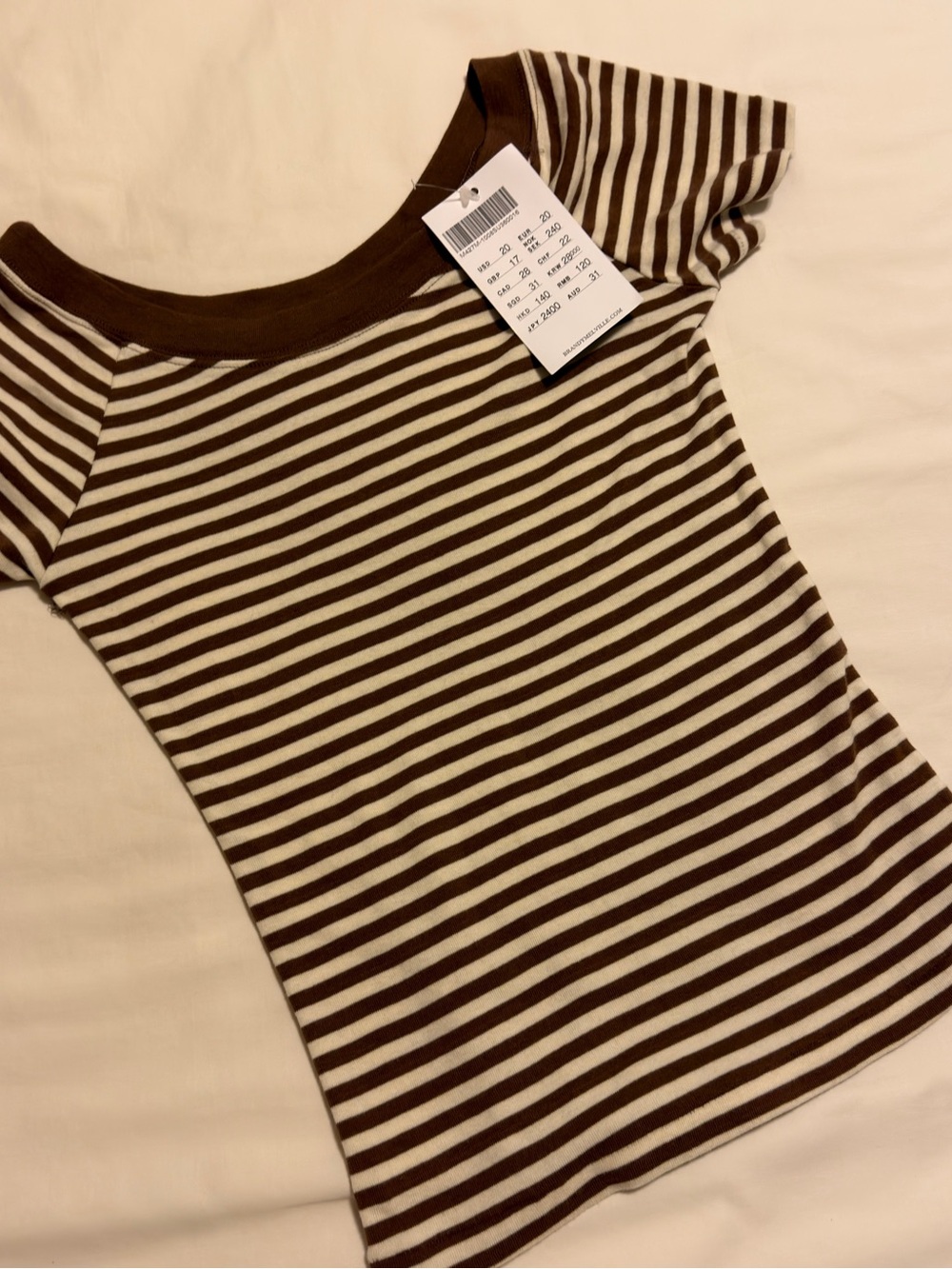 NWT Brandy Melville Striped Brown Tee